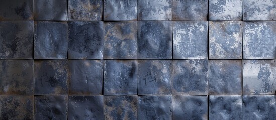 Poster - a close up of a wall made of square tiles . High quality