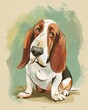 basset hound Boho Dog Nursery Artwork Whimsical Dog Illustration