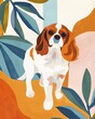 king charles spaniel Boho Dog Nursery Artwork Whimsical Dog Illustration