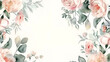 Watercolor floral illustration background. Leaf and flower frame, border for wedding stationary, Valentine day, greetings, spring poster, wallpapers, background for text