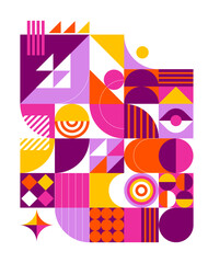 Wall Mural - Colorful Abstract Geometric Background. Modern colorful concept design. Modular shapes and elements, vector illustration