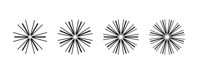 Wall Mural - Simple abstract radial patterns – Set of round radial shapes for designs