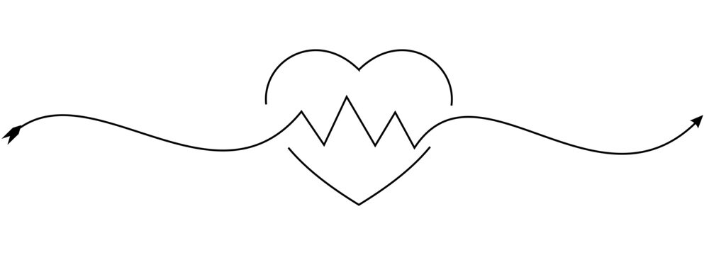 vector illustration of line art of heart and heartbeat