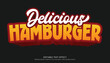delicious hamburger editable 3d text effect template bold typography and abstract style, food logo and fast food brand