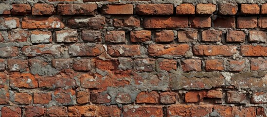 Poster - A detailed closeup of a brick wall showcasing the beauty of brickwork, building material, and artistry. The contrast with the green grass enhances the landscape