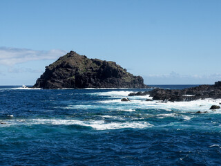 Garichico, Spain: coastal panorama of lava rocks