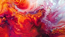 Abstract Background Of Acrylic Paint In Red, Orange And Blue Colors.