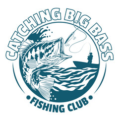 Wall Mural - Vintage Shirt of Catching Big Bass Fishing Club