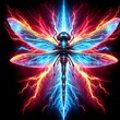  Illustration of an electrified dragonfly with mylar background.

