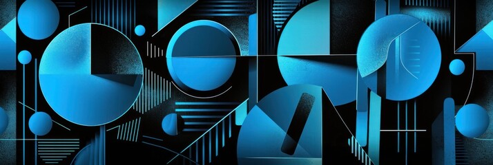 Wall Mural - Illustration of Blue and blue colored geometric shapes pattern representing abstract background