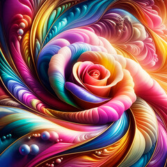 Wall Mural - abstract rose texture wallpaper and background with waves and curves in vivid colors. artistic fract