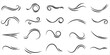© mailvelous - Set of swirl line wind doodle. Hand drawn curve line, air wind flow, doodle wind motion, swirl elements, wind line sketch. Vector illustration