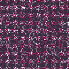Poster - Geometric shapes composition. Various style squares in multiple colors. Purple, Pink, Plum, Gray, Lavender on Dark Background. Appealing vector illustration.
