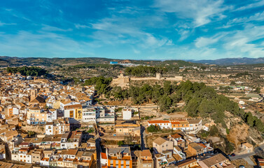 Wall Mural - Aerial view of Segorbe castle, and city walls, medieval stronghold in Castellon province Spain