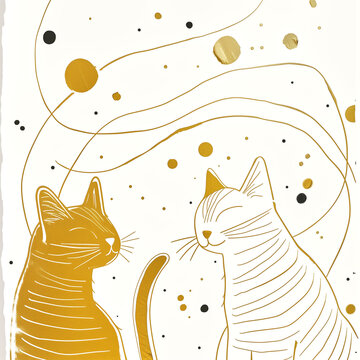 Whimsical Feline Frolics, Editorial Illustration