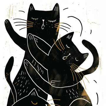 Whimsical Feline Frolics, Editorial Illustration