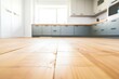 Minimalist Kitchen Design: Polished Wood Floors