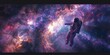 Epic space odyssey astronauts discovering new galaxy vibrant nebula backdrop