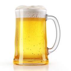 Poster - Beer mug with frothy head isolated on white background