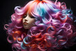 Women's Rainbow Wig. Iridescent and Glossy Wavy Women's Hair