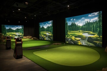 Wall Mural - modern indoor golf simulator design professional photography