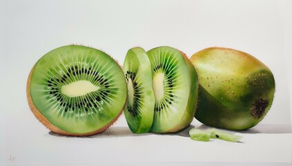 Wall Mural - Kiwi fruit on white background