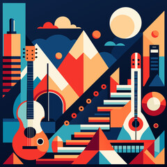 Poster - Abstract representations of music genres through shapes and symbols. vektor illustation