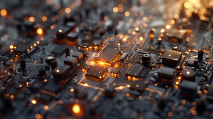 Poster - processor chip for AI data processing, cyber security management or secure connection concept, computer motherboard, Artificial intelligence research and growth, copy space for text  