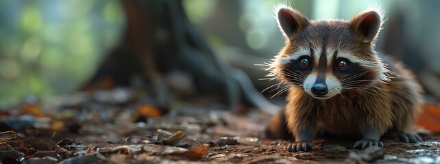 Wall Mural - little raccoon. created with generative ai.