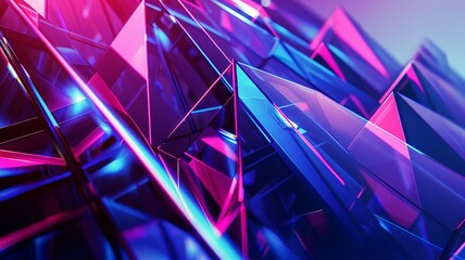 Wall Mural - This is a dynamic abstract composition featuring angular geometric shapes in vivid blue and pink hues, creating a visually striking and modern digital artwork.Background concept. AI generated.