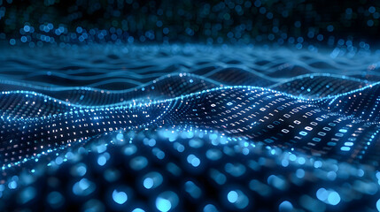 Blue Binary Data on Computer Screen Background, Glimpse into Digital World