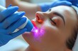 Using laser therapy on the skin of the face. Generative Ai.