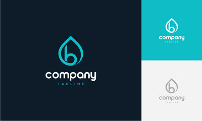 Fototapete - Water Drop Letter B lowercase initial Logo,Flat Vector Logo Design Ideas Template Element,creative shape abstract with drop water monogram logo
