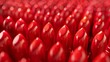 wallpaper with smooth surfaces and rows of standing matte lipstick bullets in various shades of red