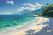 Tropischer Strand wie aus einem Gemälde: Klares blaues Wasser und weißer Sandstrand kreieren eine paradiesische Szenerie