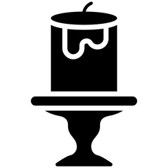 Sticker - Solid icon design of candle with stand 