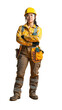 © Sascha - Isolated on white Background, transparent: Empowered Female Construction Worker in Vibrant Mockup