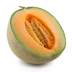 Wall Mural - cantaloupe melon isolated on the white background.
