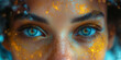 Augen Make up einer schönen Frau im fantastischen Glitzer Design als Nahaufnahme, ai generativ