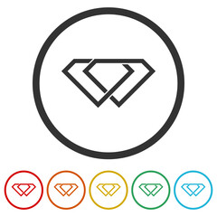 Poster - Logo design line diamond. Set icons in color circle buttons