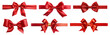 Set of red ribbons and bows, cut out