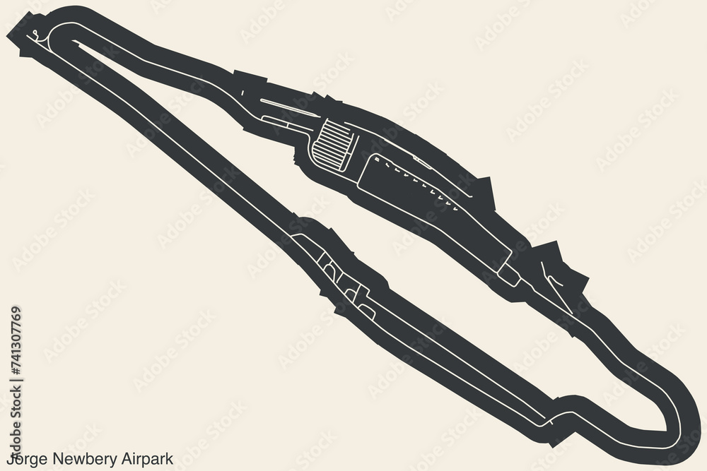 High contrasted terminals layout diagram map with airfield road lines ...