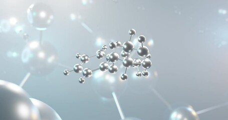 Poster - Guaifenesin rotating 3d molecule, molecular structure of glyceryl guaiacolate, seamless video