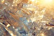 silver and gold crystal shards, in the style of lens flares. Texture with magical effect. Abstract wallpaper. 