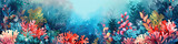 Fototapeta Fototapety na ścianę do pokoju dziecięcego - Underwater scene with coral reef, fish and seaweed. Vector watercolor illustration.
