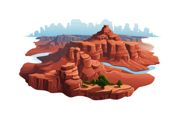 Wall Mural - Grand Canyon vector simple 3d smooth cut and paste isolated illustration