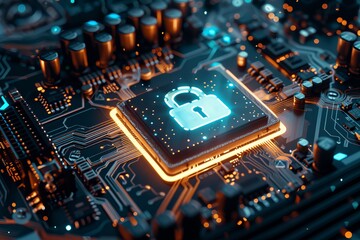 Poster - Holographic security elements surrounding CPU lock symbol