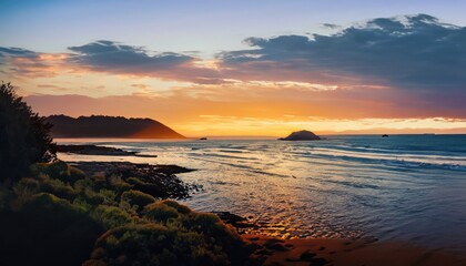 Wall Mural - Landscape image of sunset at the coastline