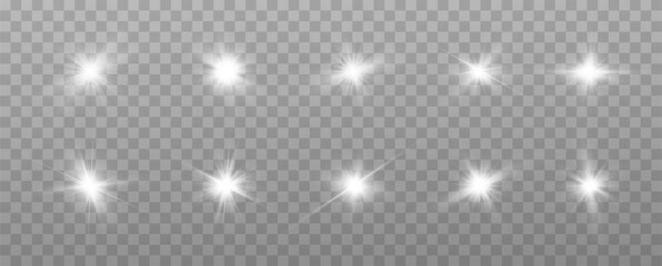 white glowing light explodes on a transparent background. with ray. transparent shining sun, bright 