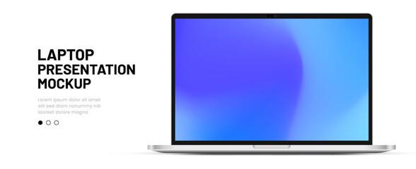 Aufkleber - Modern laptop mockup front view on white background. Notebook mockup device mockup for ui ux app and website presentation Stock Vector.